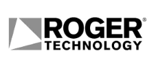 Logo de Roger Technology en noir et blanc.
